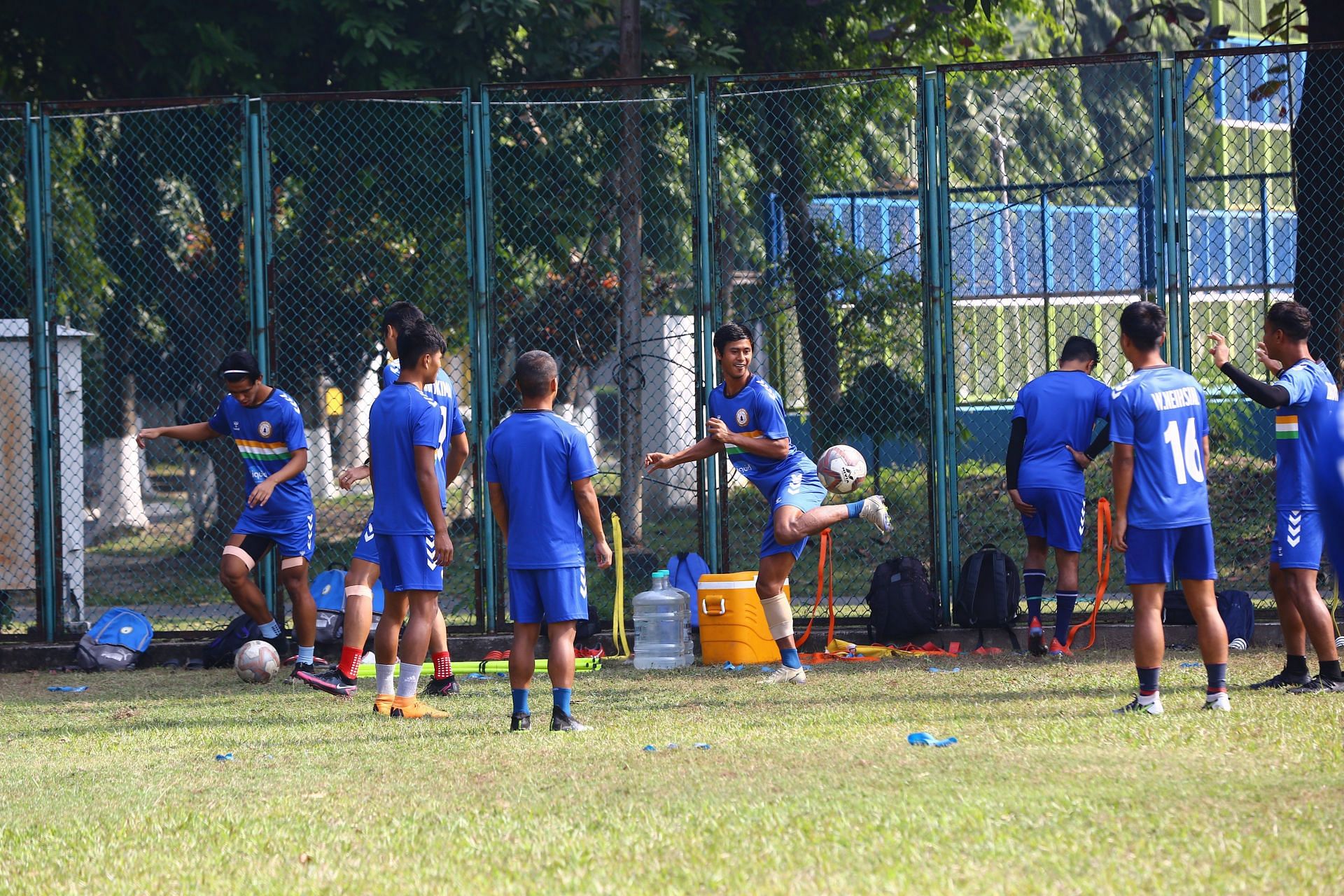 Sudeva Delhi FC players train ahead of the I-League season opener against Mohammedan SC - Image Courtesy: I-League Twitter