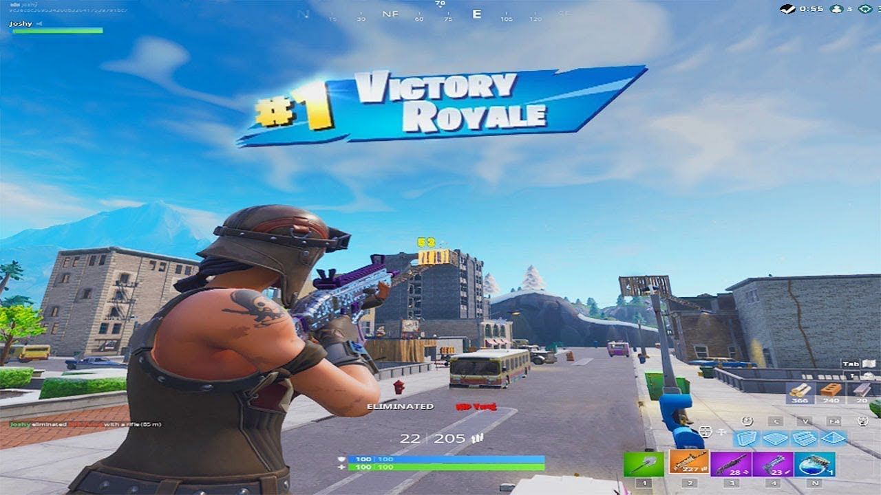 Stretched resolution in Fortnite (Image via Joshy/YT)