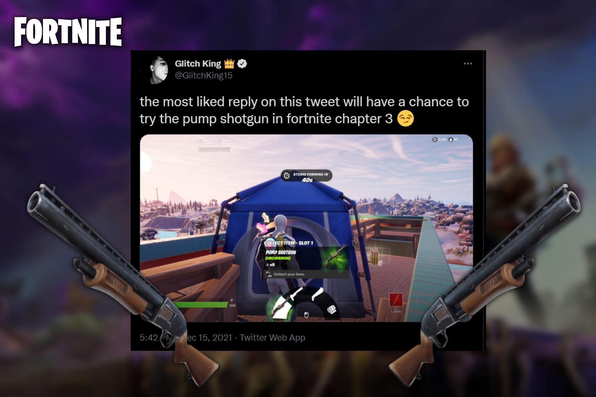 Here&#039;s how you can enjoy the old Pump Shotgun in Chapter 3 Season 1 (Image via Sportskeeda)