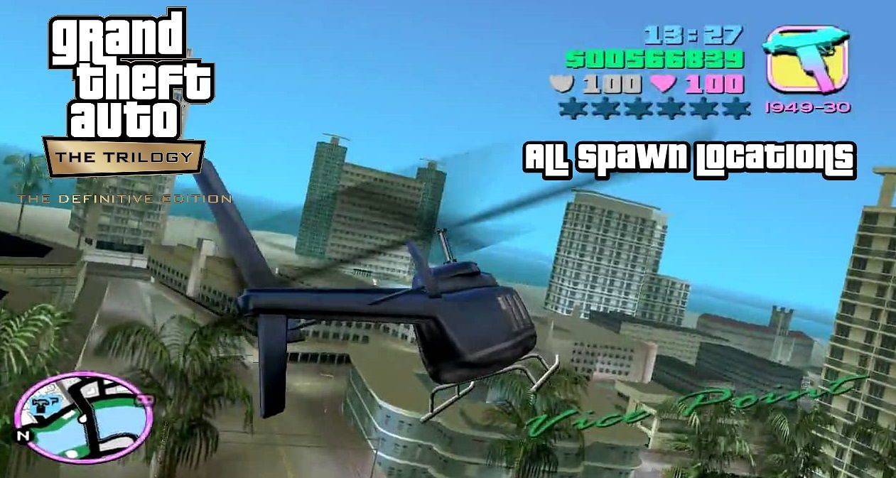 List of all helicopter spawn locations in GTA Vice City Definitive Edition.