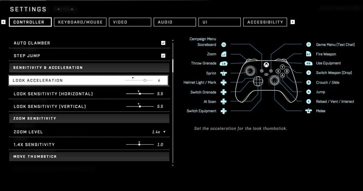 Controller settings (Image via Halo Infinite)