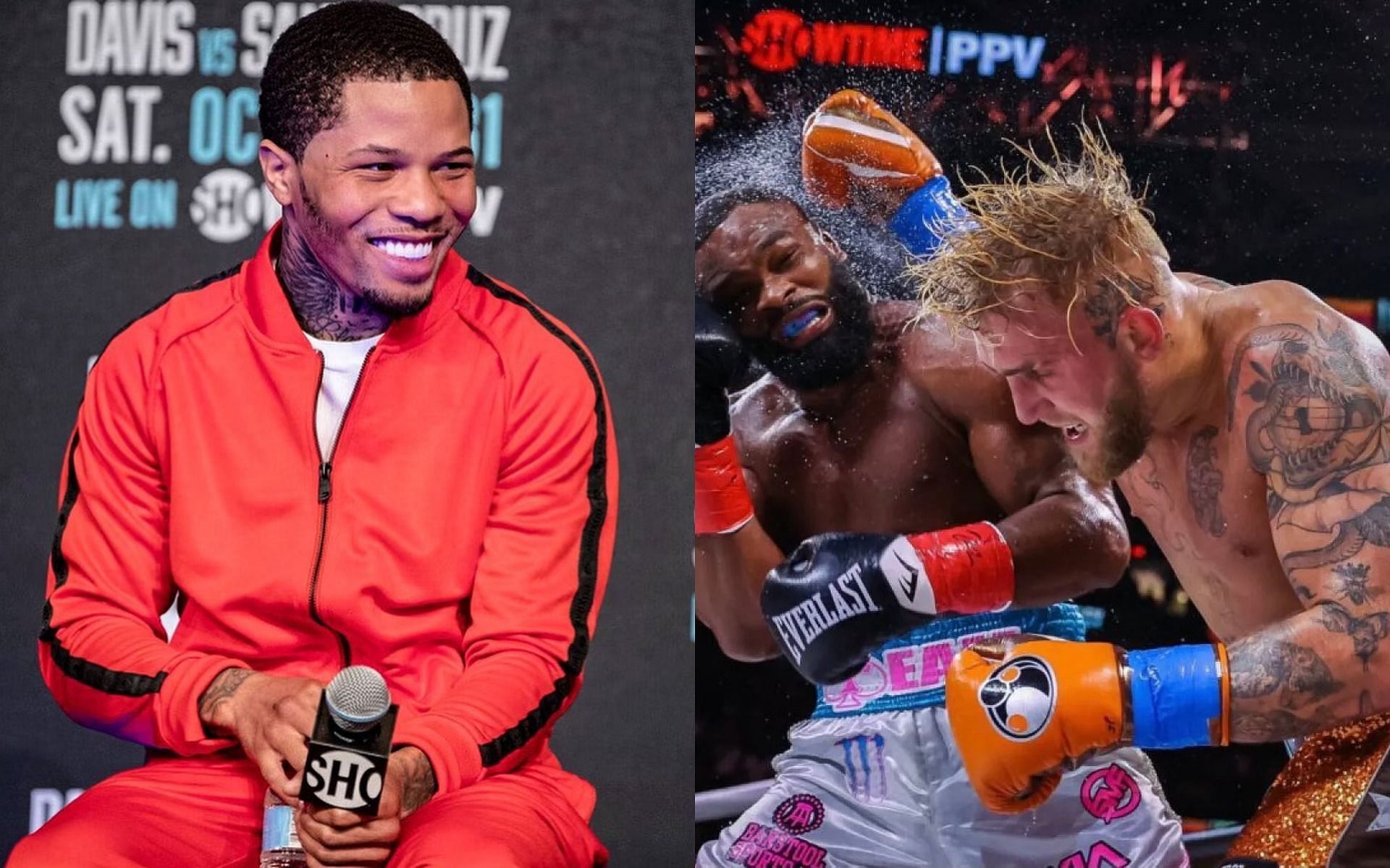 Gervonta Davis (left), Tyron Woodley &amp; Jake Paul (right) [Images Courtesy: @gervontaa @jakepaul on Instagram]