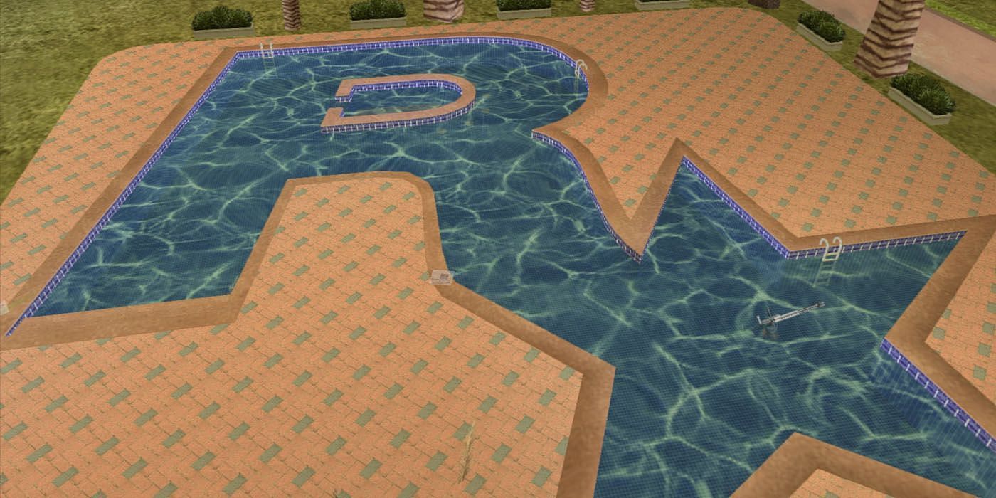 The pool is in the shape of the Rockstar Logo (Image via Rockstar Games)