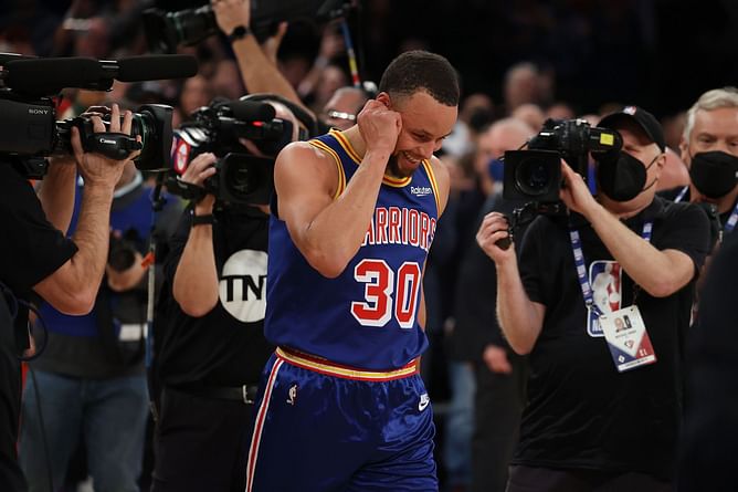 Watch: Stephen Curry gets emotional during his post-game locker room speech after breaking Ray Allen's 3-point record