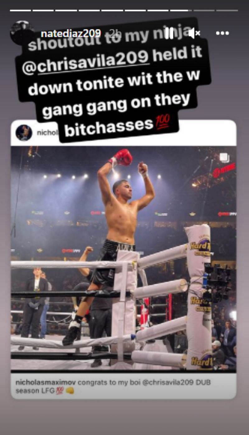 Nate Diaz's Instagram stories