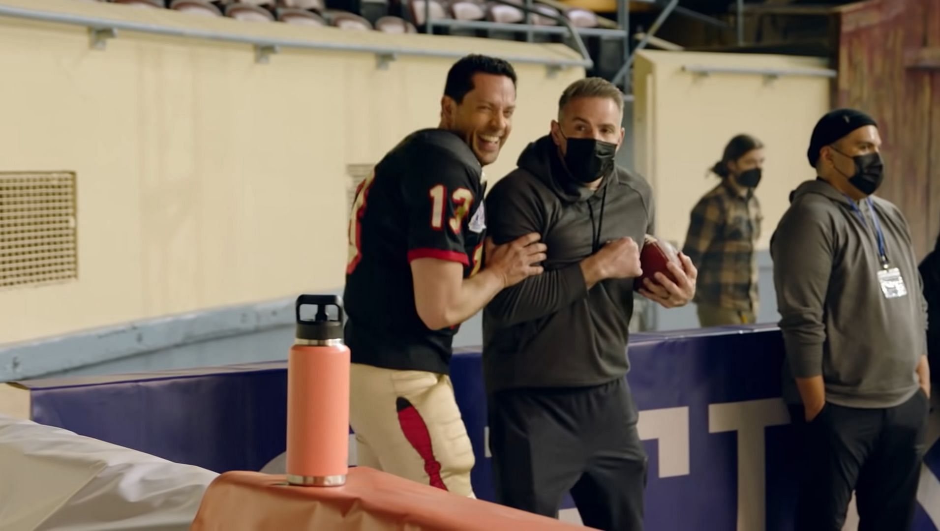 Zachary Levi (L) and Kurt Warner (R) {Image via Lionsgate}