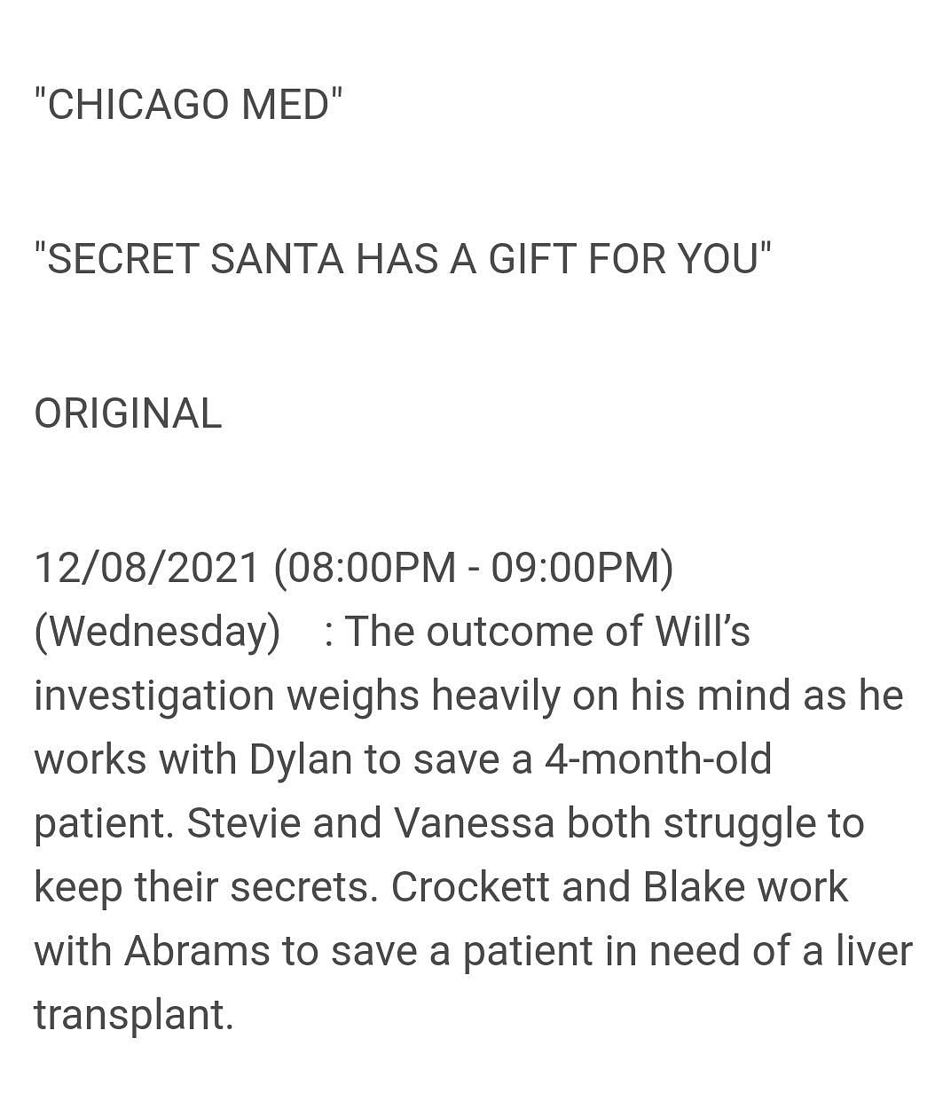 Released by NBC for the upcoming episode of &#039;Chicago Med&#039;