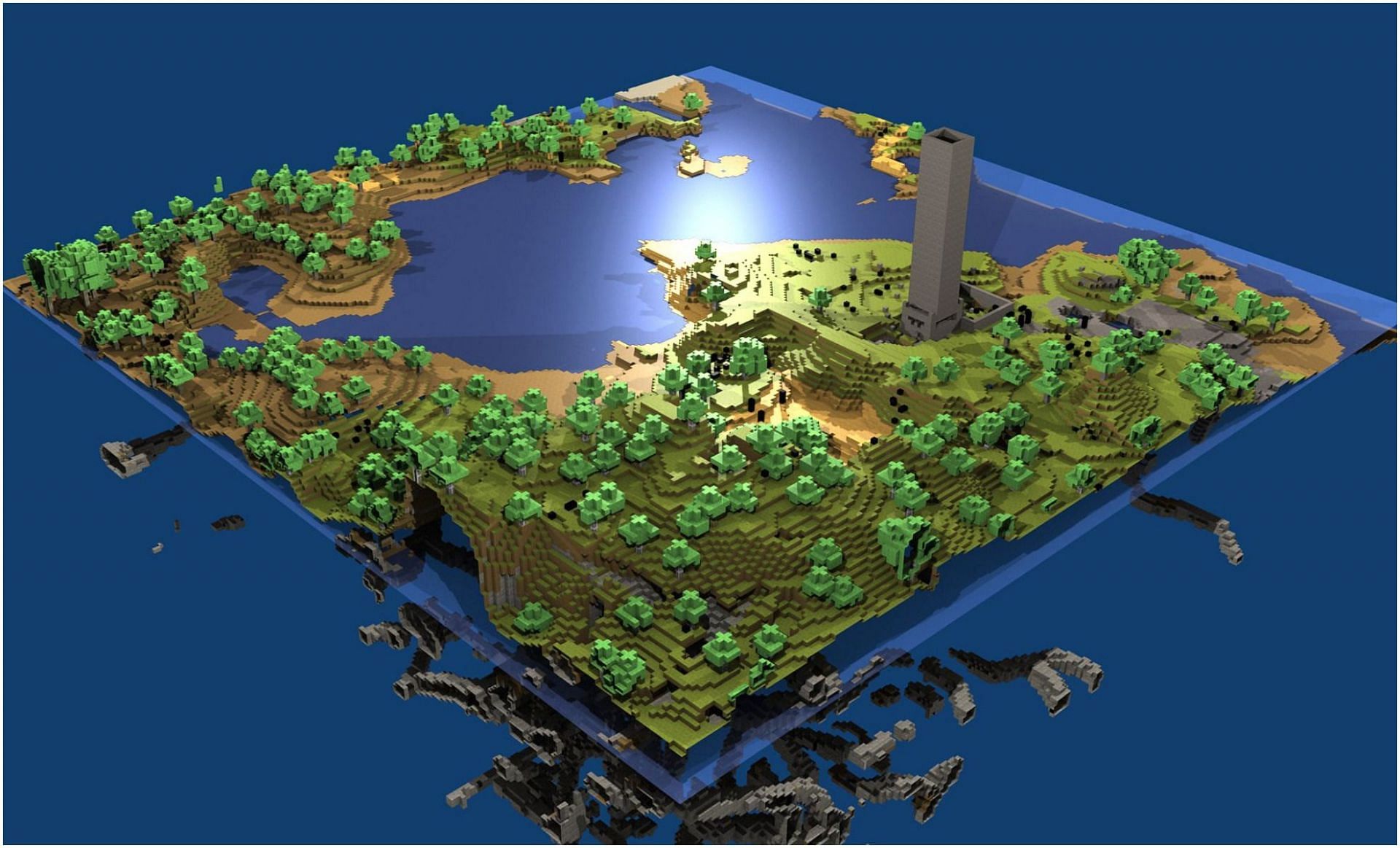 Exploration maps can take players across a vast area (Image via WallpaperSafari/Minecraft)