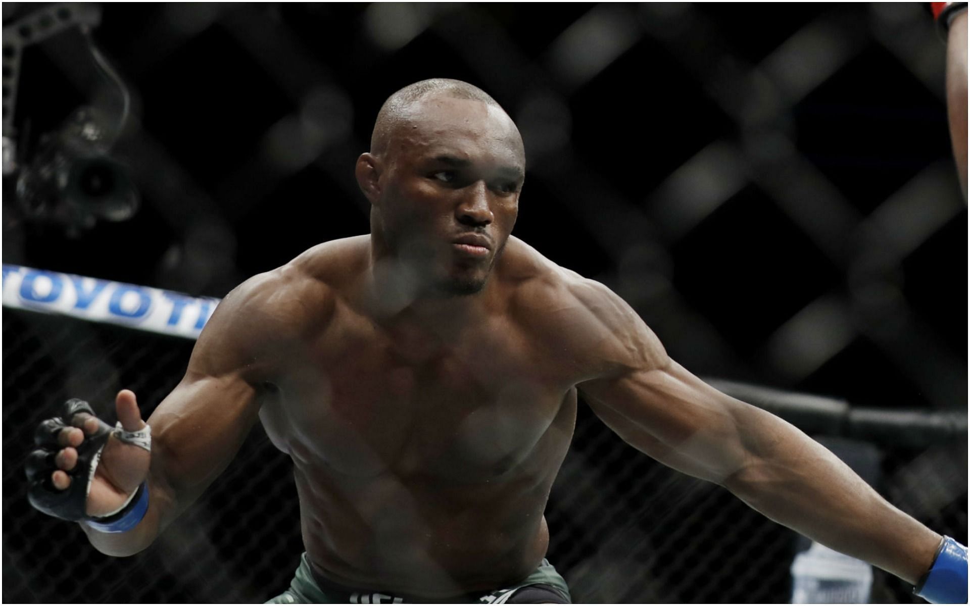 Kamaru Usman moments before touching gloves