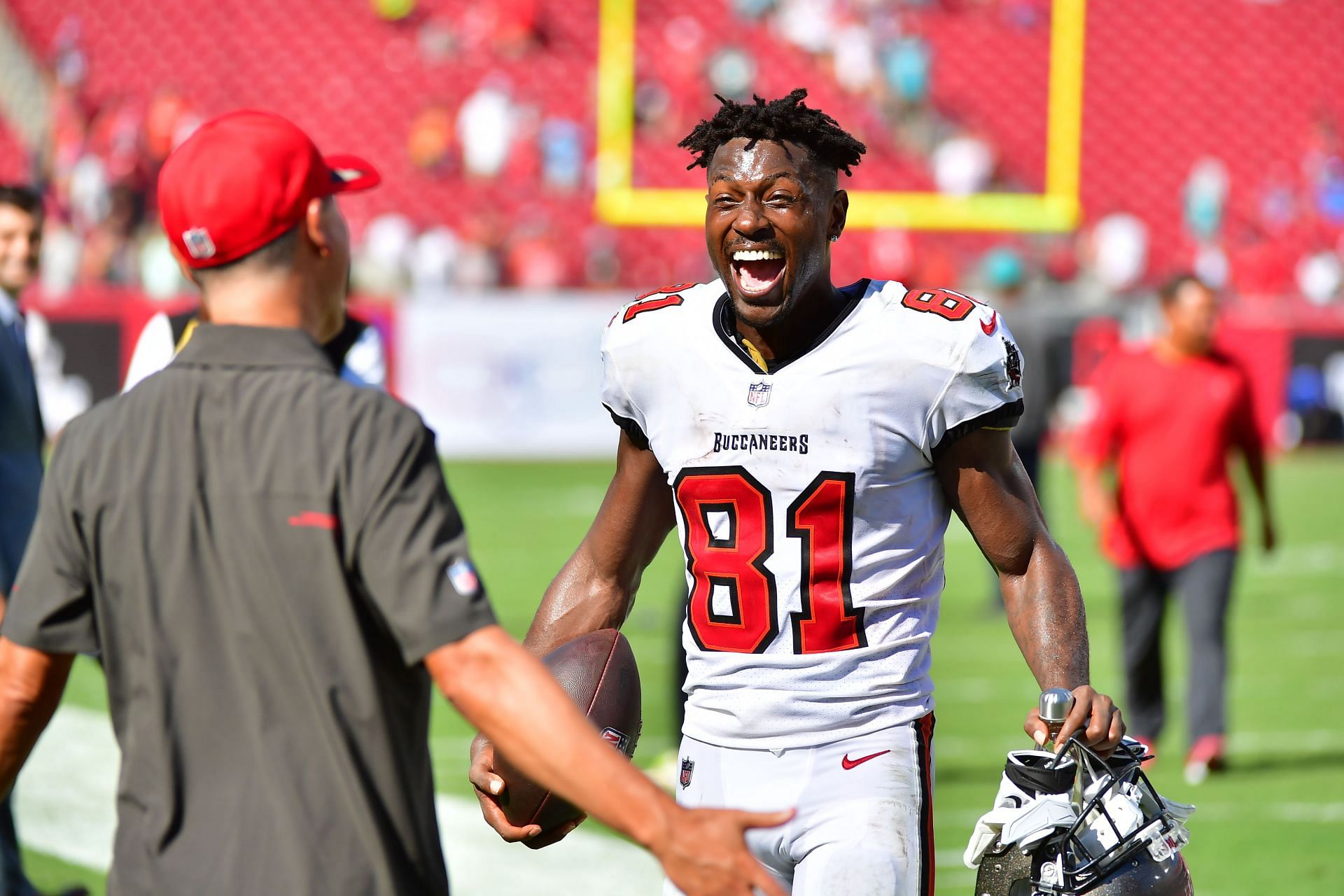 Buccaneers receiver Antonio Brown is back with the team
