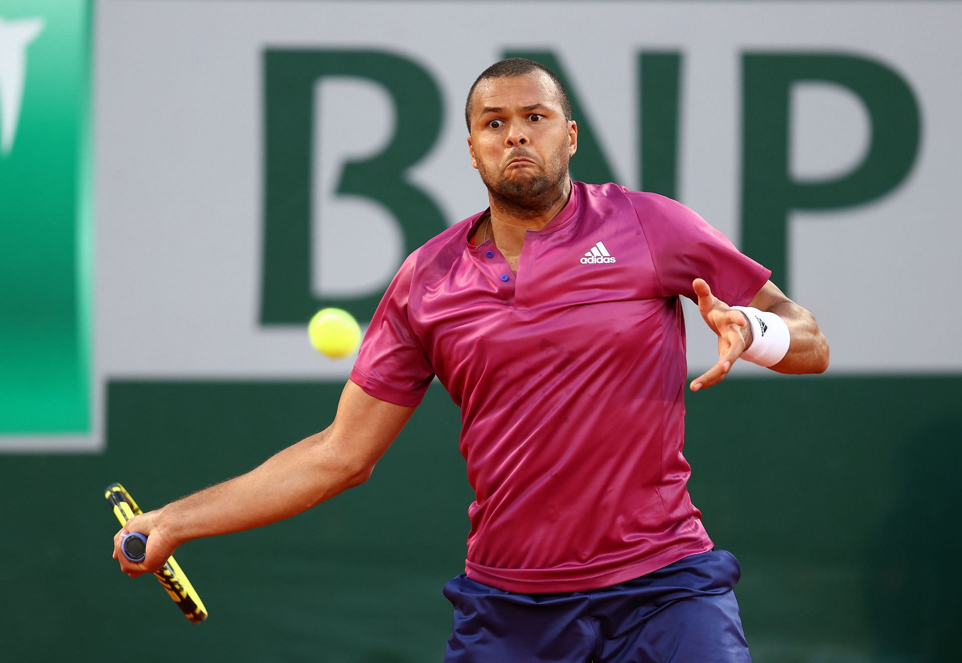 Jo-Wilfried Tsonga in action at the French Open 2021