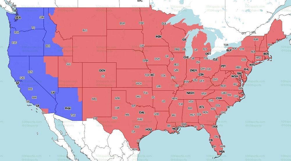 CBS Coverage Map for the games of Week 13