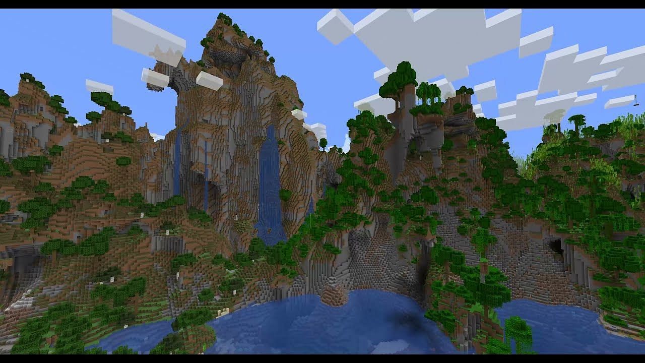Minecraft 1.18 added epic new cliffs to the game (Image via YouTube/Hnrik Kniberg)