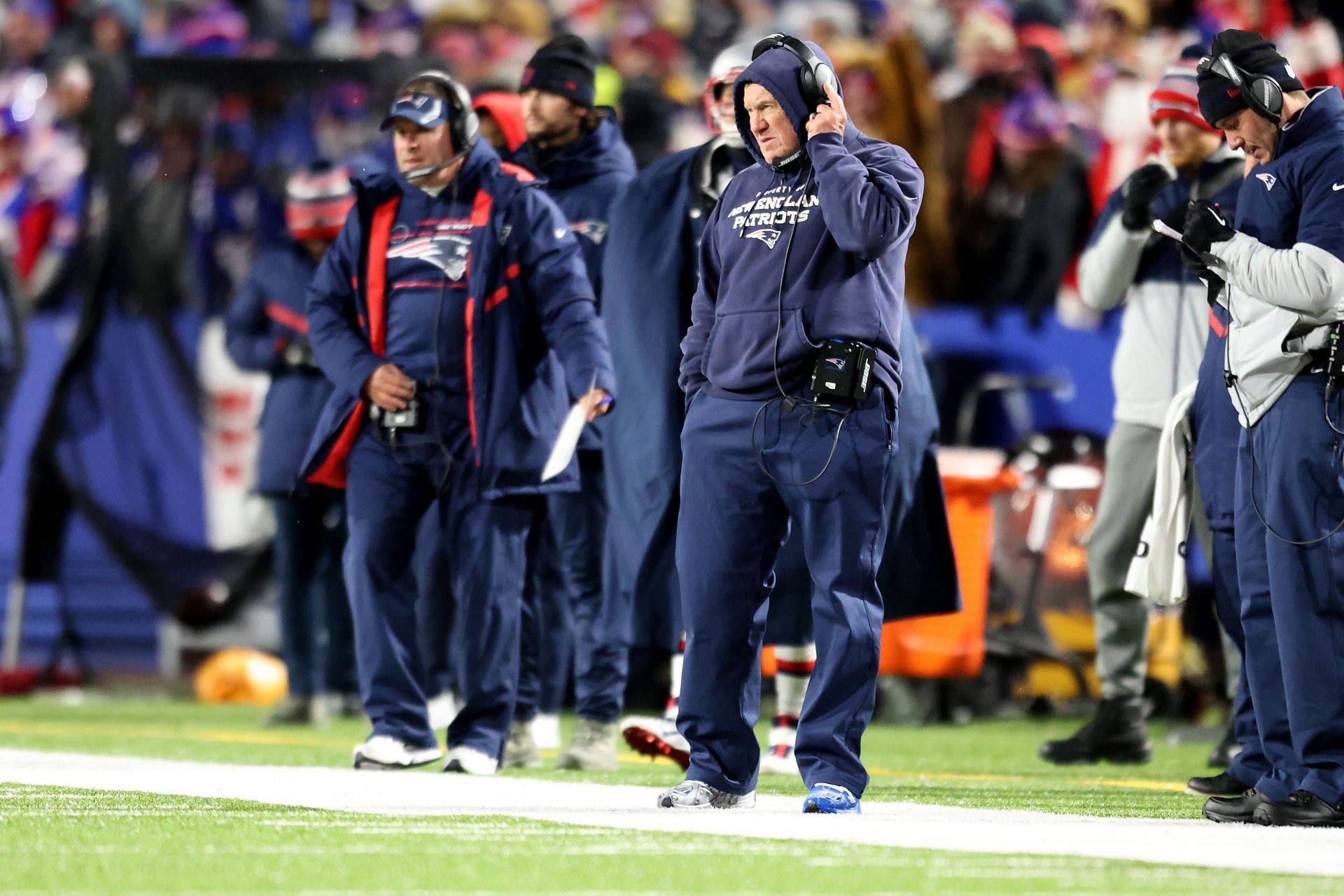Belichick on the sidelines against the Buffalo Bills