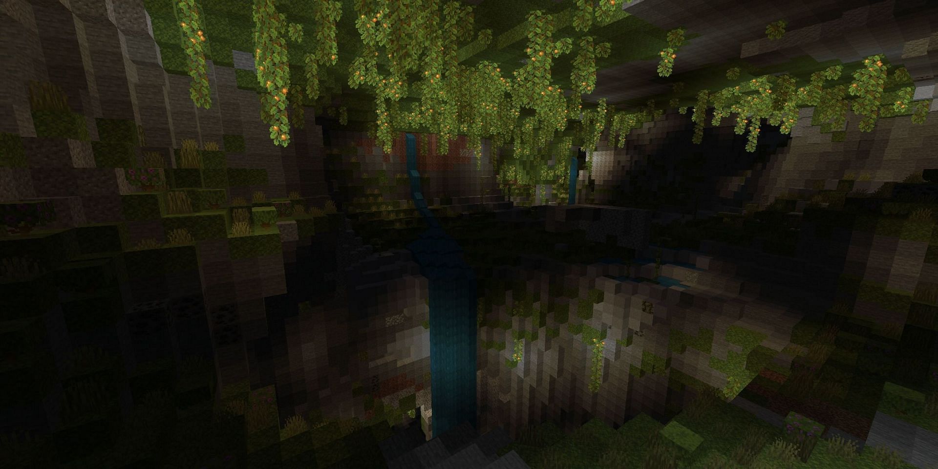 A huge lush cave (Image via Minecraft)