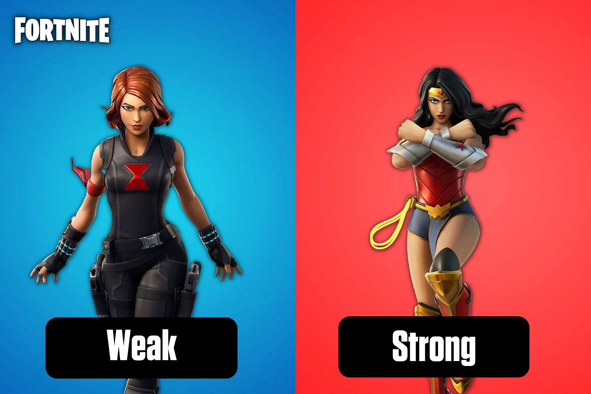 Strongest and weakest superheroes in Fortnite (Image via Sportskeeda)