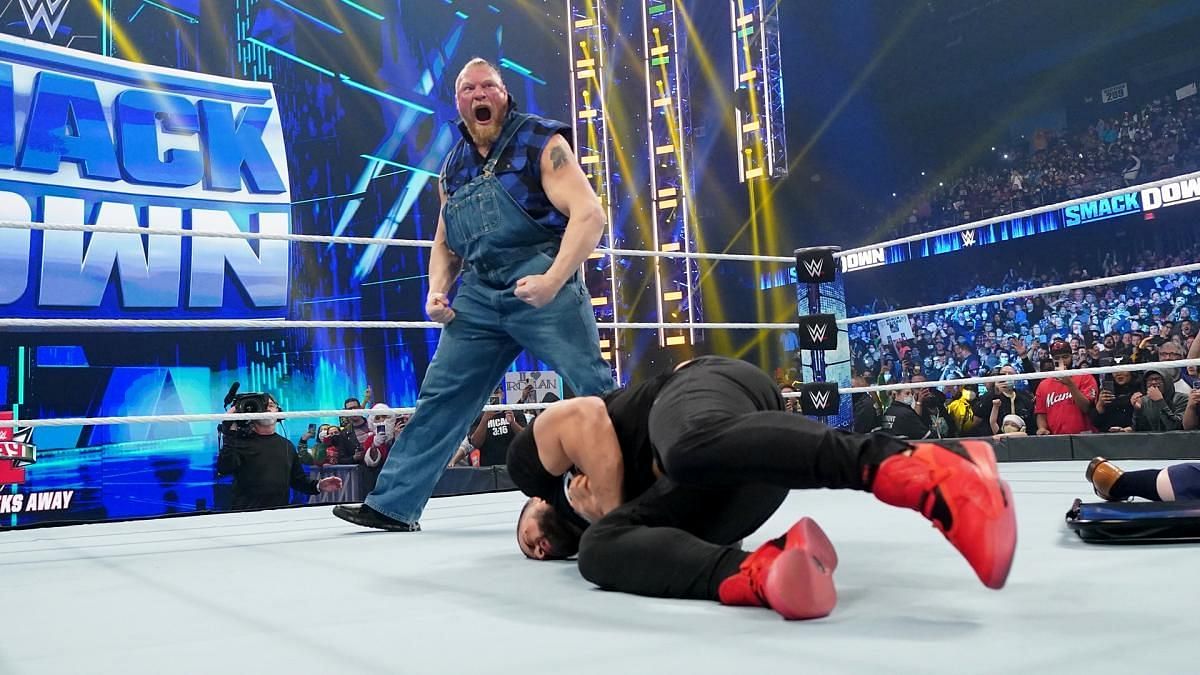 Brock Lesnar attacked Roman Reigns on WWE SmackDown