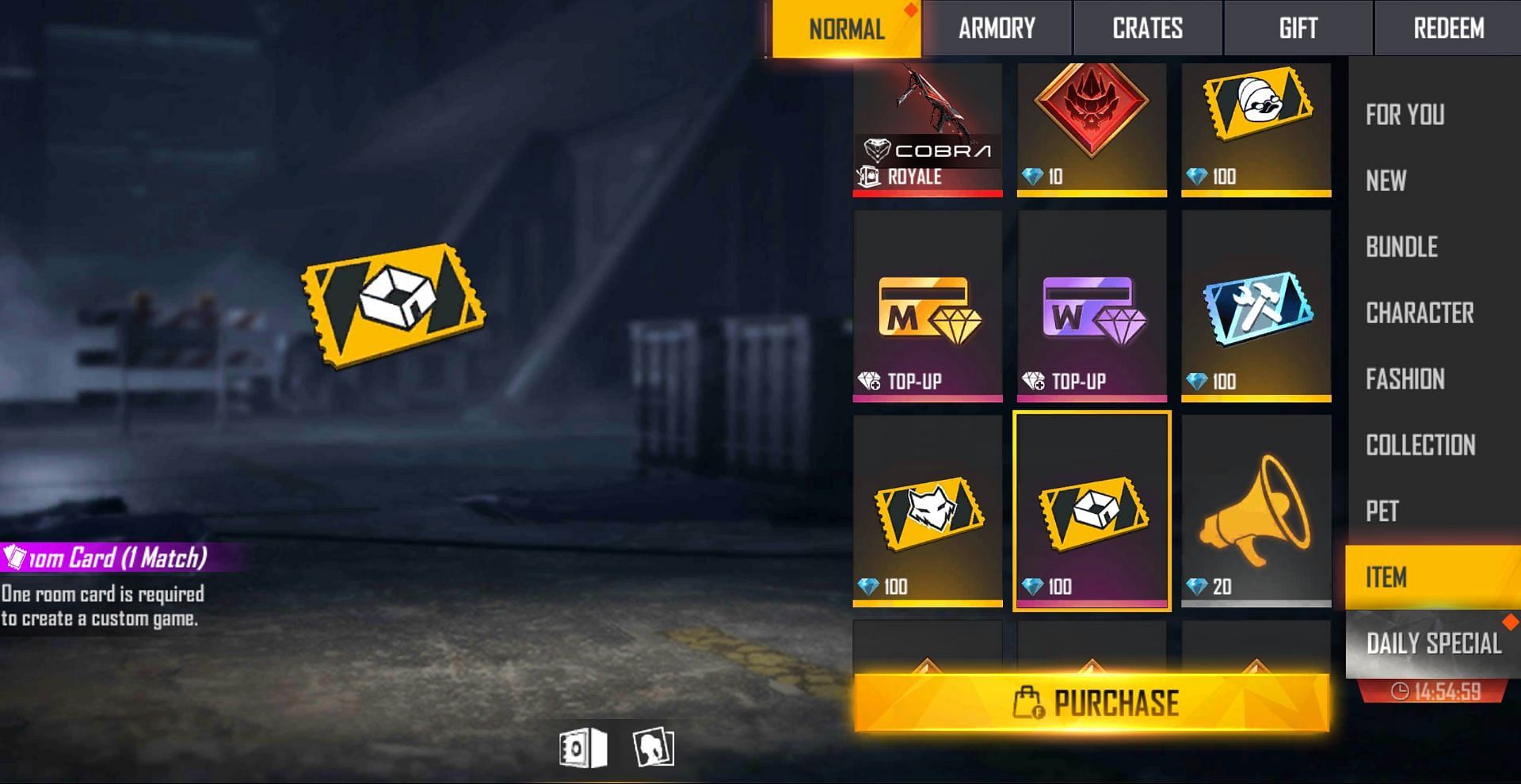 A card is priced at 100 diamonds (Image via Free Fire)
