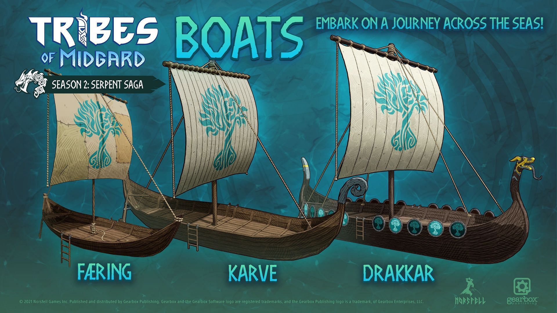 Three types of boats (Image via Tribes of Midgard)
