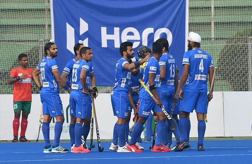 The Indian men's hockey team at the Asian Champions Trophy. (PC: Hockey India)