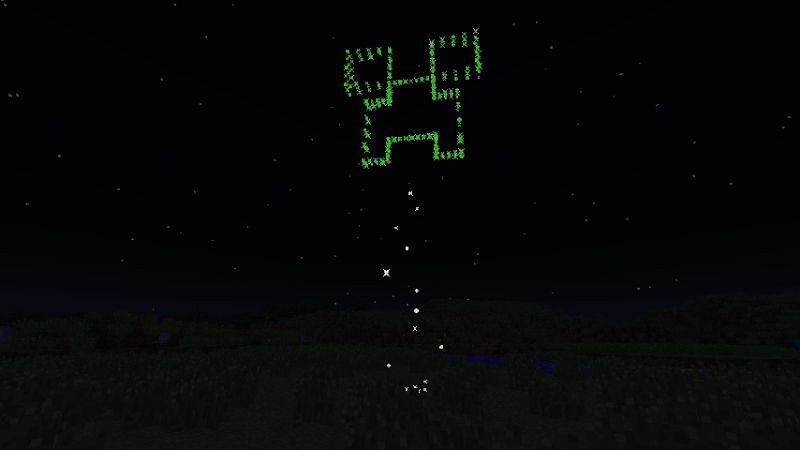 Firework rocket with a Creeper-head firework star (Image via Minecraft)
