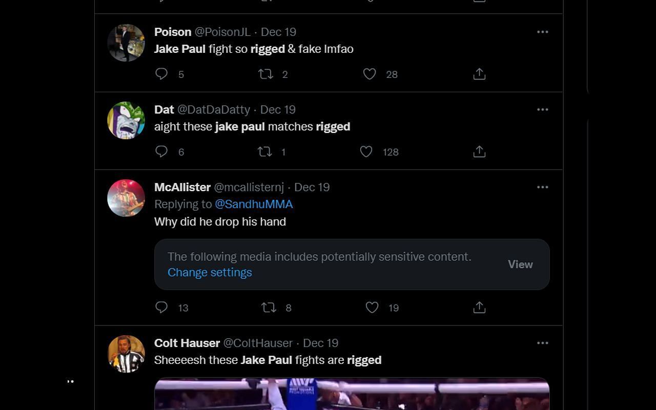 Twitter call the fight rigged (Images via Twitter)