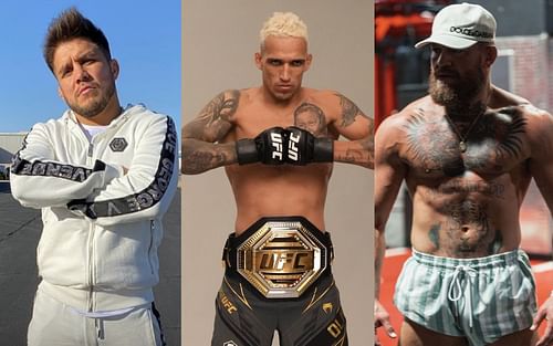 Henry Cejudo (left), Charles Oliveira (middle), Conor McGregor (right) [Image courtesy: @henry_cejudo, @charlesdobronxs and @thenotoriousmma]