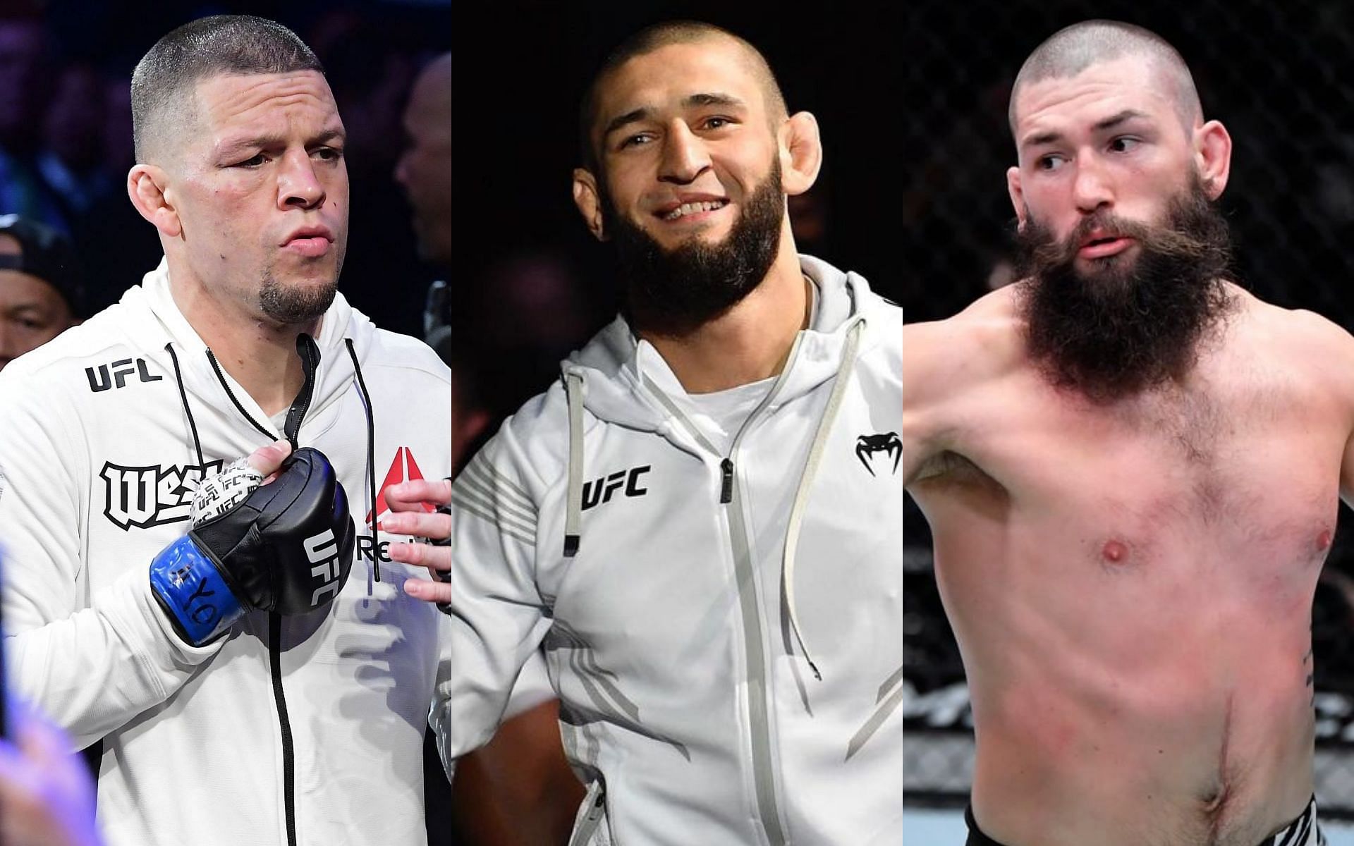 Nate Diaz, Khamzat Chimaev, and Bryan Barberena