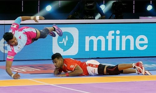 Girish Ernak scored seven tackle points against Jaipur Pink Panthers in Pro Kabaddi 2021 (Image: Instagram/Gujarat Giants)