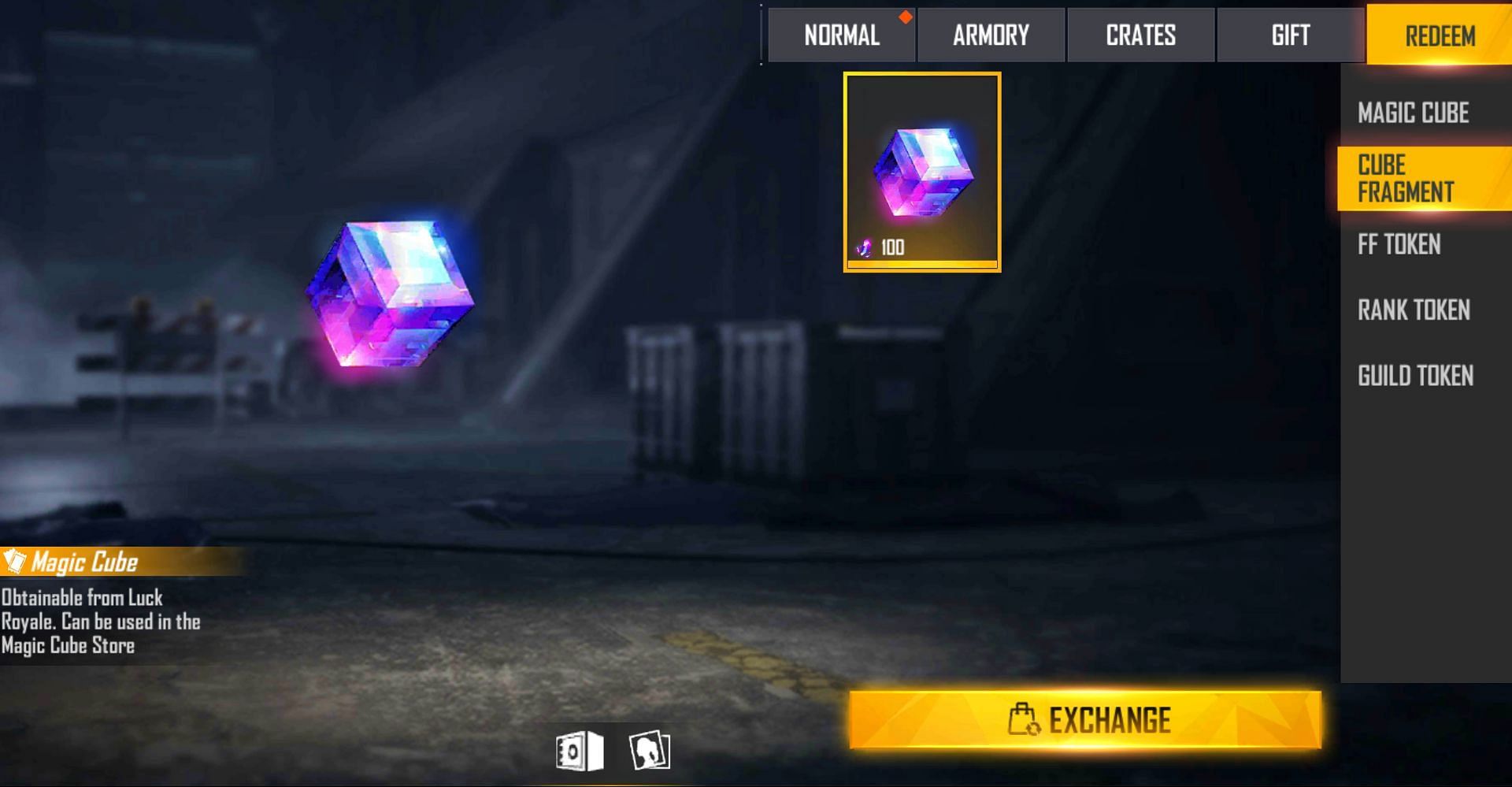 Select the Magic Cube and press exchange (Image via Free Fire)