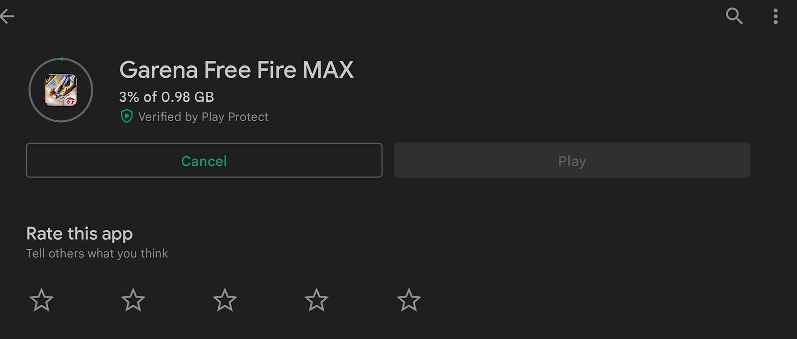 Garena Free Fire MAX: Update size (Image via Google Play)
