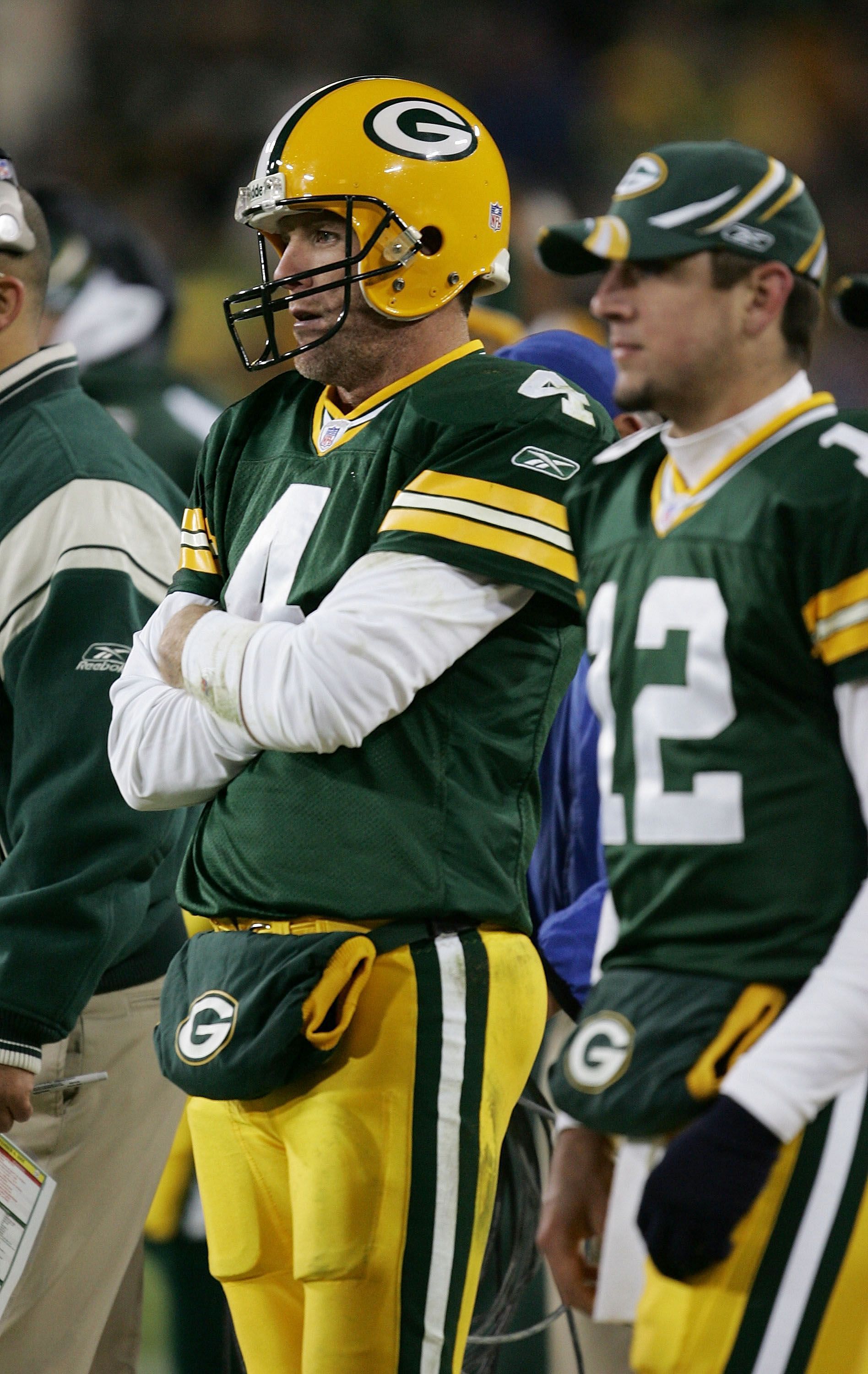 Green Bay Packers Brett Favre and Aaron Rodgers