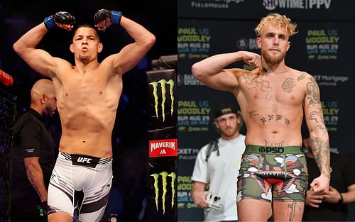 Nate Diaz (left) and Jake Paul (right)