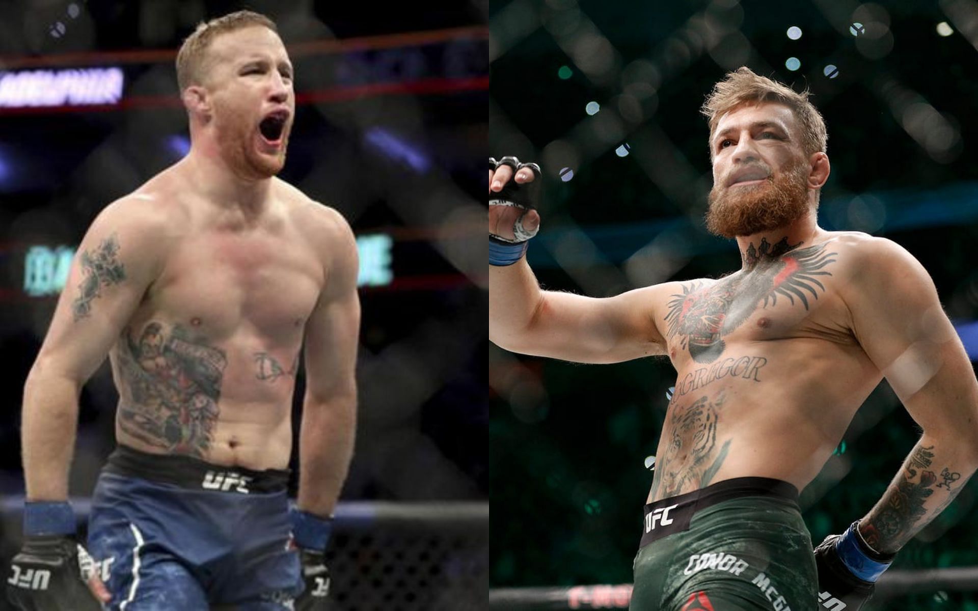 Justin Gaethje (L) doesn&#039;t believe Conor McGregor (R) deserves the next lightweight title shot PC: UFC