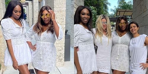 Venus and Serena Williams with their friends