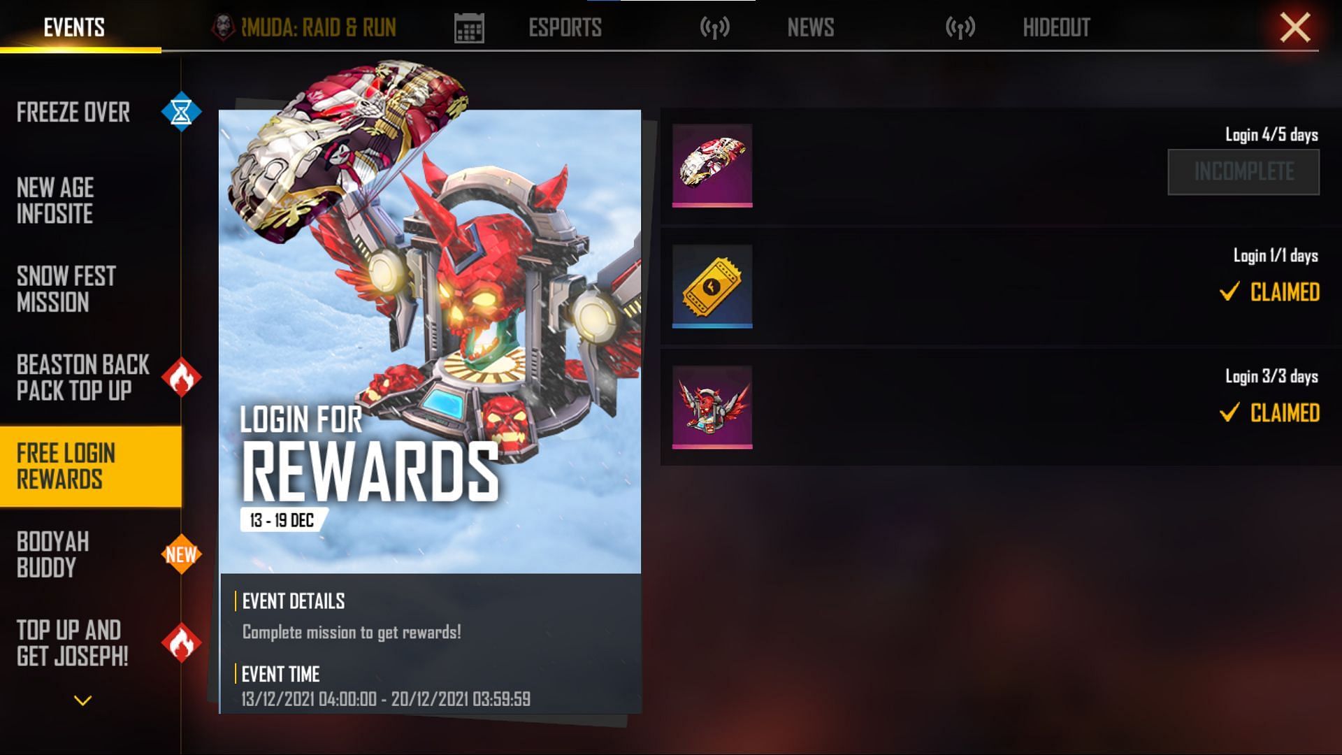 There are three login rewards (Image via Free Fire)