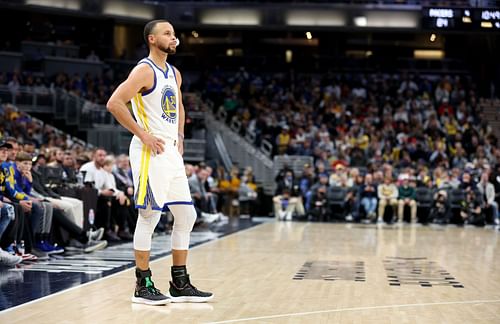 Steph Curry in action for the Golden State Warriors.