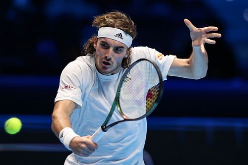 Stefanos Tsitsipas in action at the Nitto ATP World Tour Finals