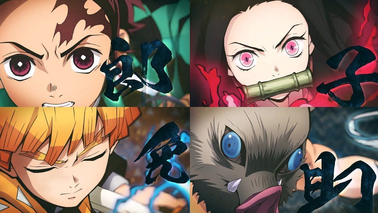 Zenitsu, Tanjirou, Nezuko, Inosuke (Image via Ufotable)