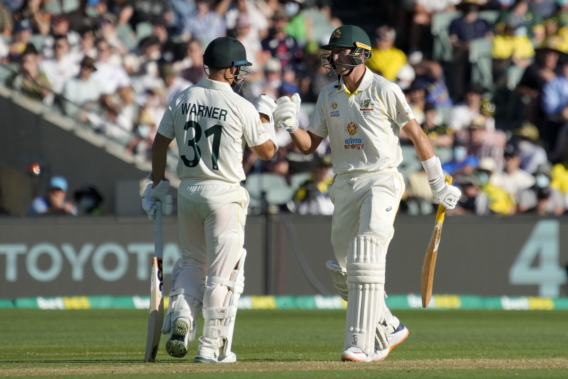 Warner and Labuschagne (R) were at their best against England at Adelaide