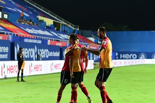 Antonio Perosevic celebrates after scoring. (Image Courtesy: Twitter/sc_eastbengal)