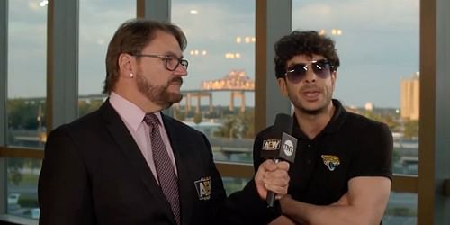 Tony Khan cutting a promo on Nick Khan in 2021