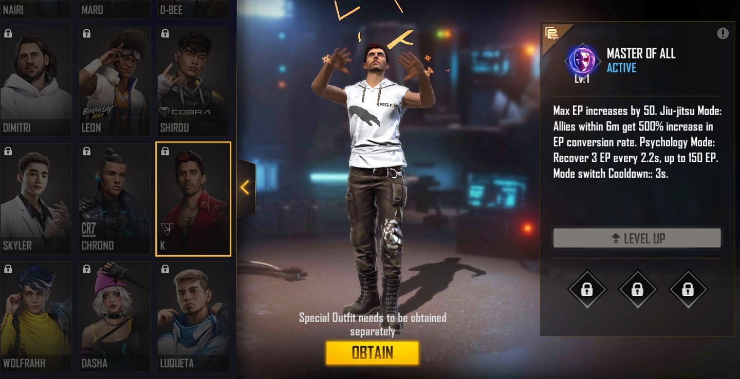 K and his buffed ability (Image via Free Fire)