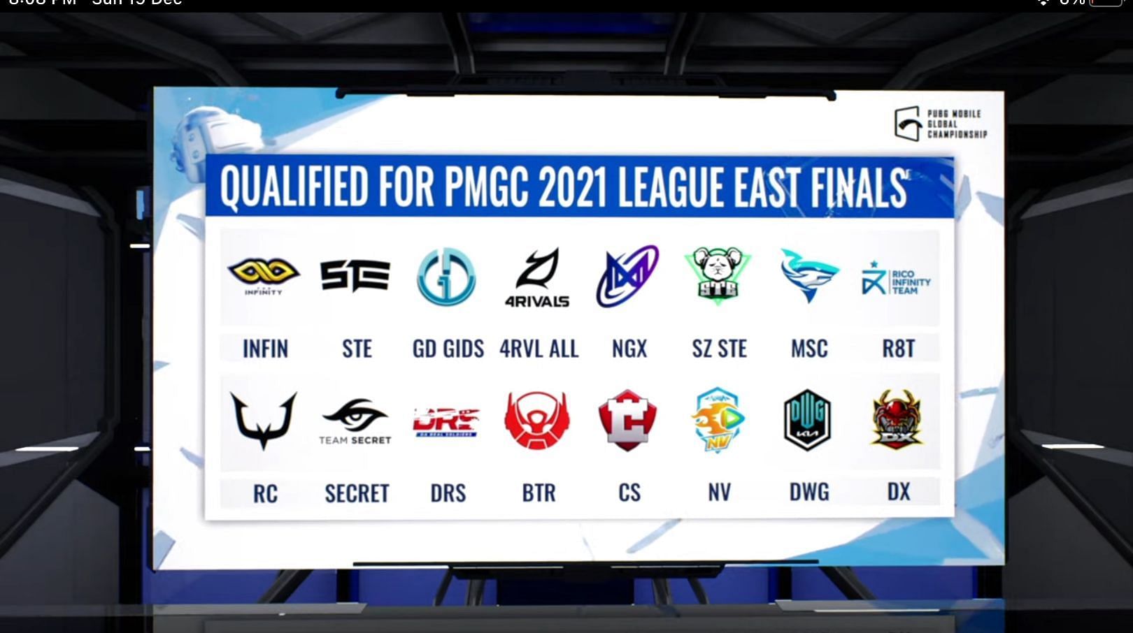 Qualified Teams for PMGC League East Finals Teams (Image via PUBG Mobile)