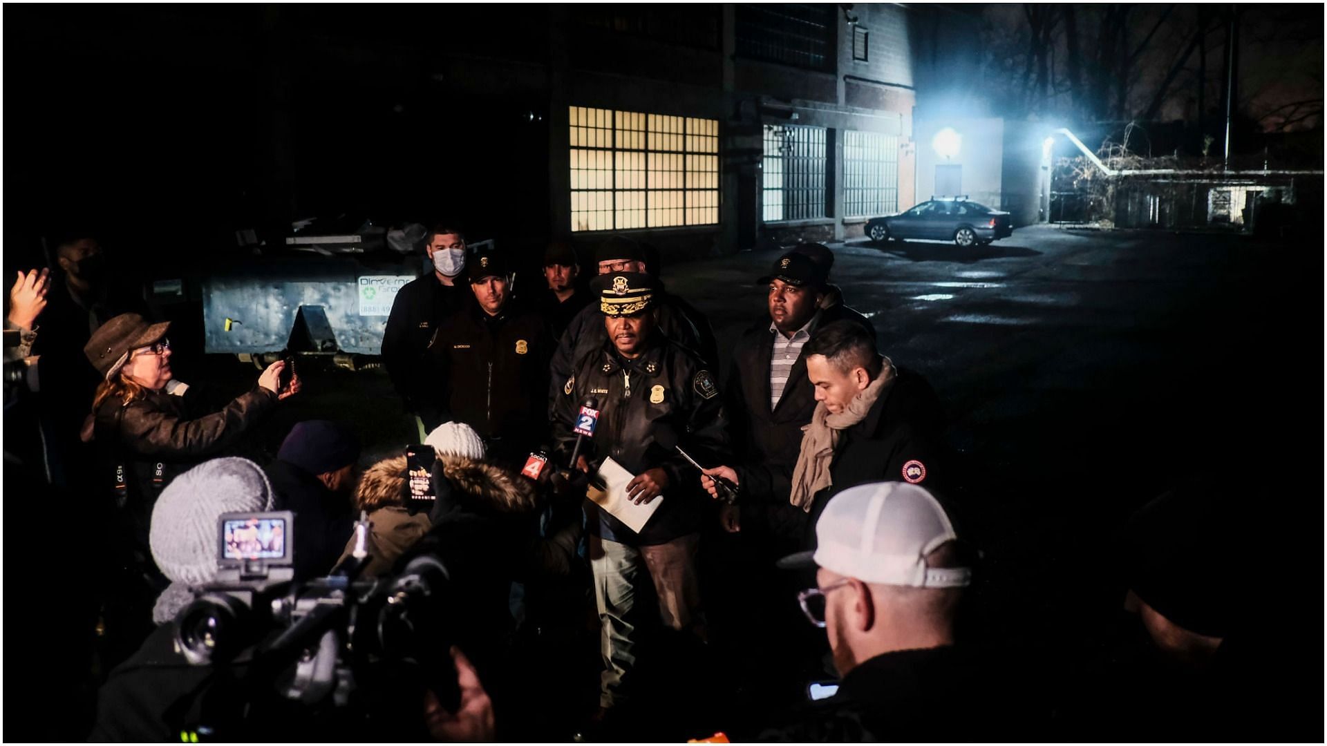 Detroit Chief of Police James White briefs members of the press outside the building where the parents of Ethan Crumbley, were arrested (Image by Matthew Hatcher via Getty Images)