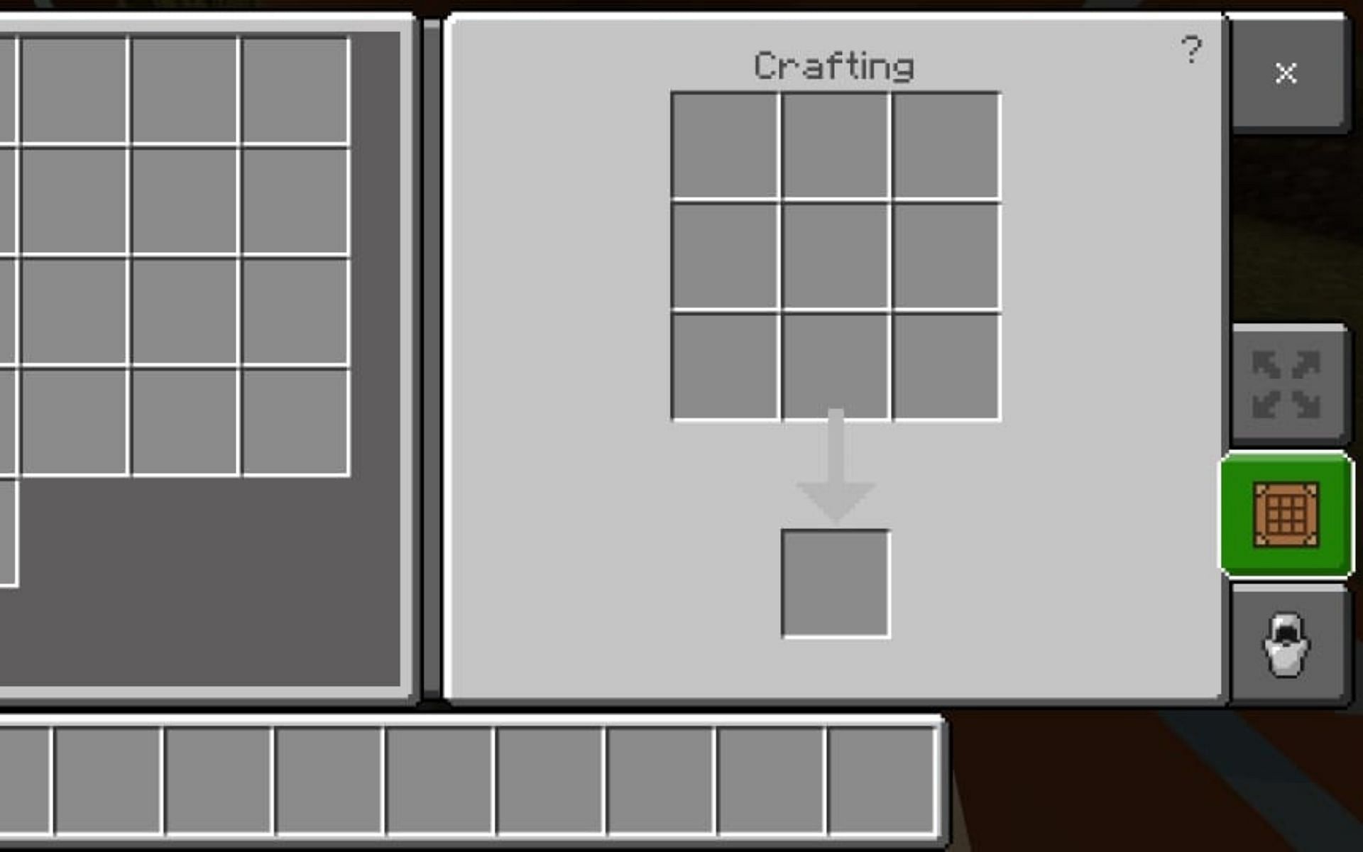 Crafting table grids where players can place items and craft (Image via Minecraft)