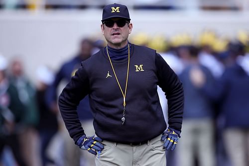 Jim Harbaugh during Michigan v Michigan State