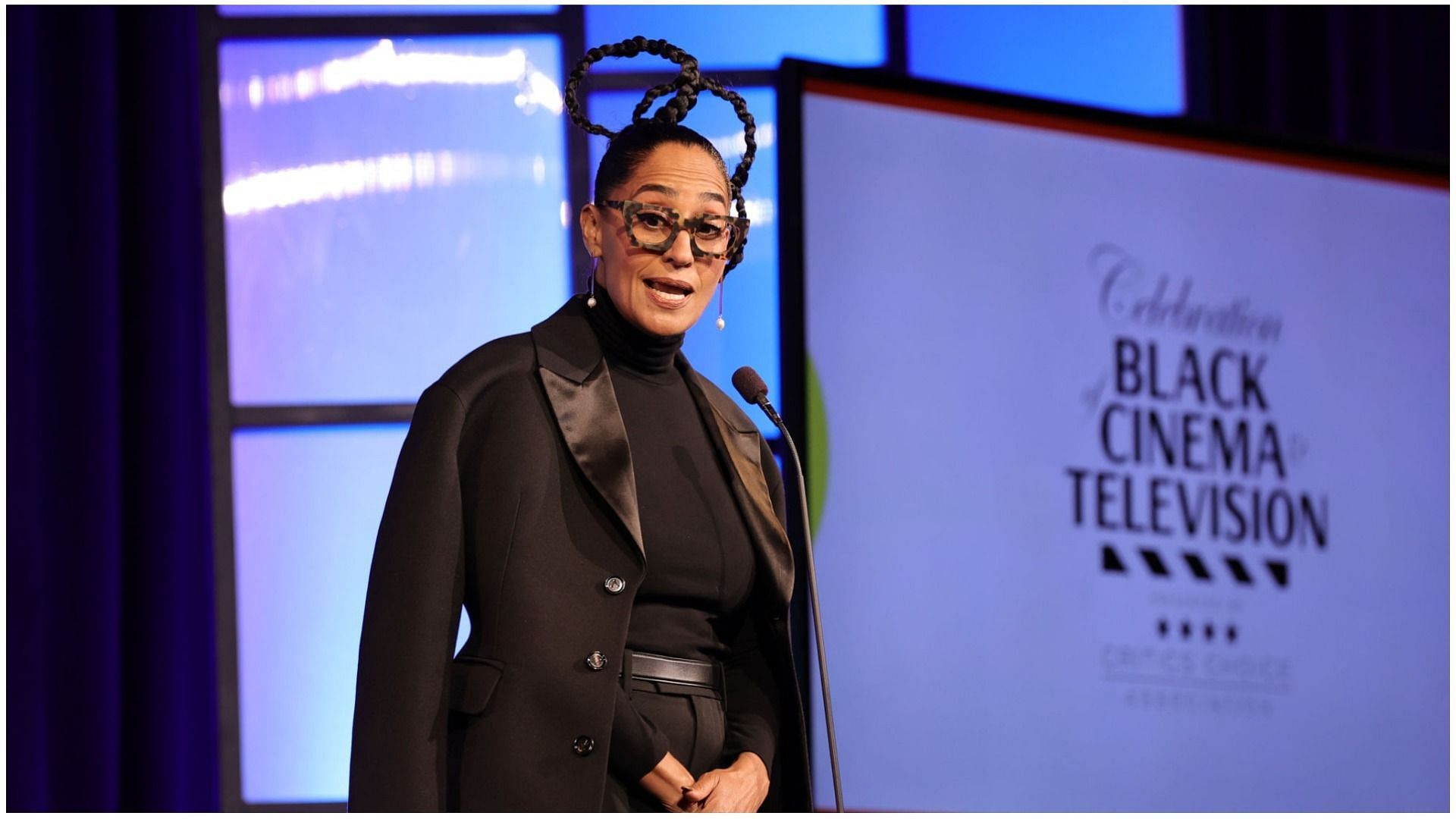 Tracee Ellis Ross speaks onstage during the Fourth Annual Celebration of Black Cinema &amp; Television (Image via Amy Sussman/Getty Images)