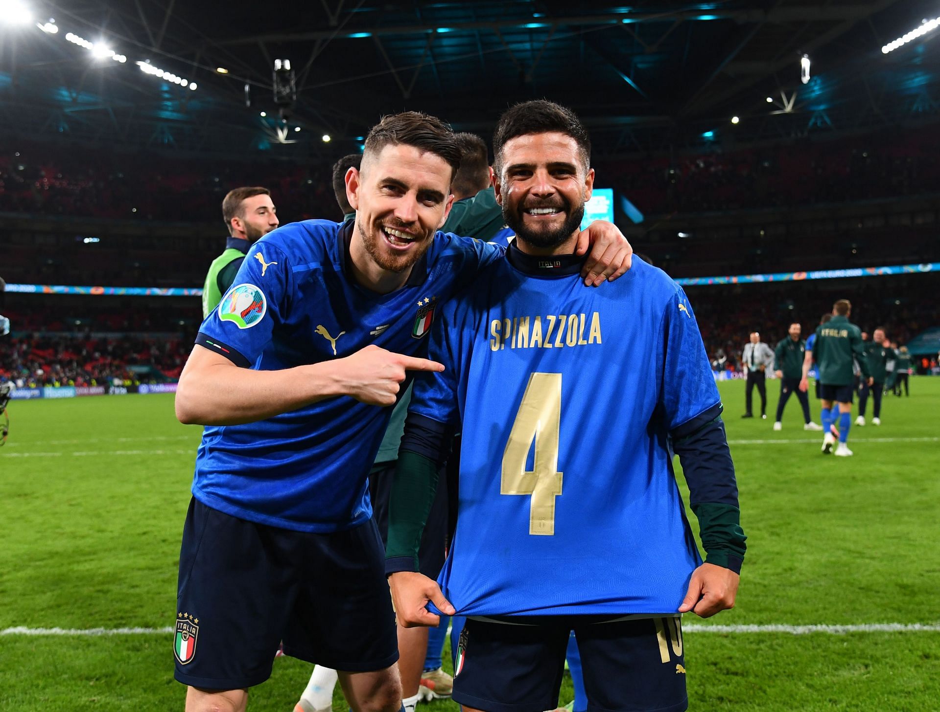 Jorginho (L) and Lorenzo Insigne (R) were some of the best Italian players in world football this year