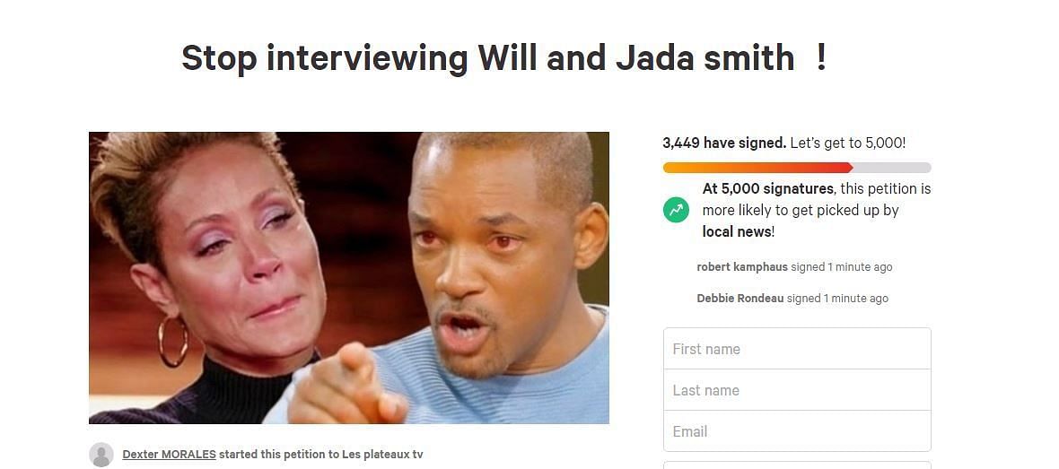 Petition against Will and Jada Smith interviews (Image via Change)